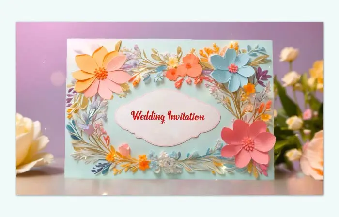 Elegant 3D Floral Design Wedding Invitation Card Slideshow